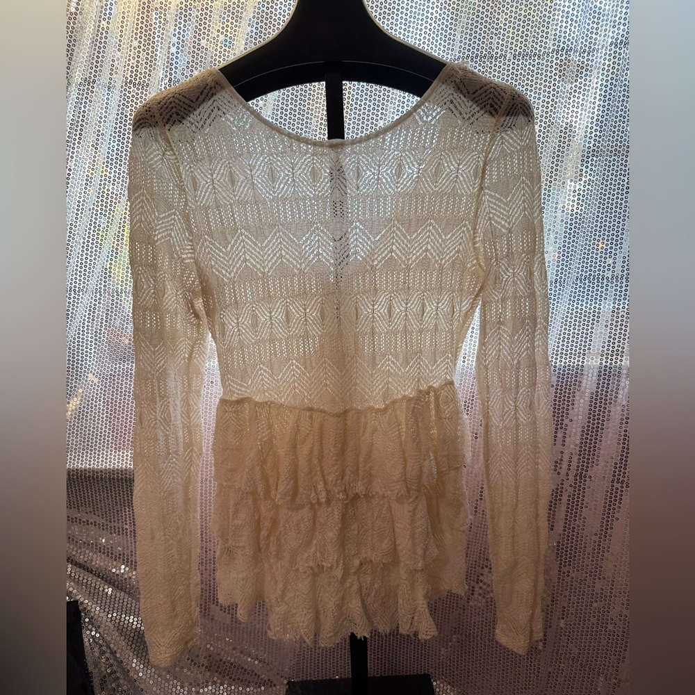 Free People Vintage Ivory Lace Top sz L🥀 - Picture 4 of 11